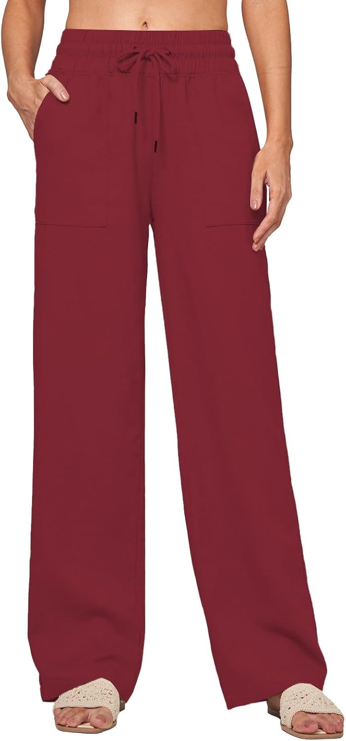 Qixiu Women’s linen trousers, black, women’s linen trousers, elegant lightweight, my shopping cart display, offers of the day, essential offers for women
