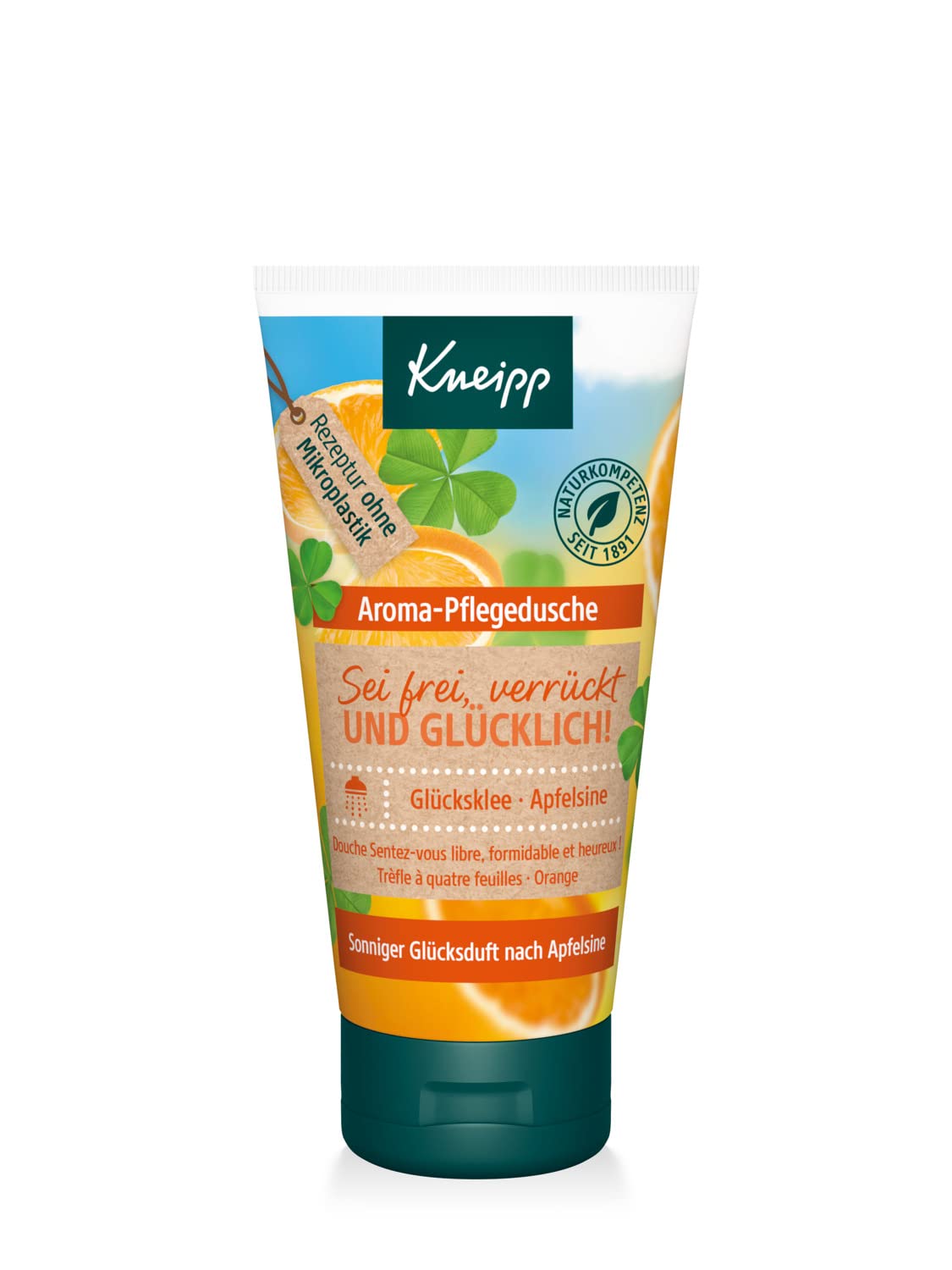 Kneipp Aroma Shower Gel Be Free, Crazy and Happy! Travel Size – Refreshing Shower Gel with Sunny Orange Fragrance – No Microplastics – 50 ml