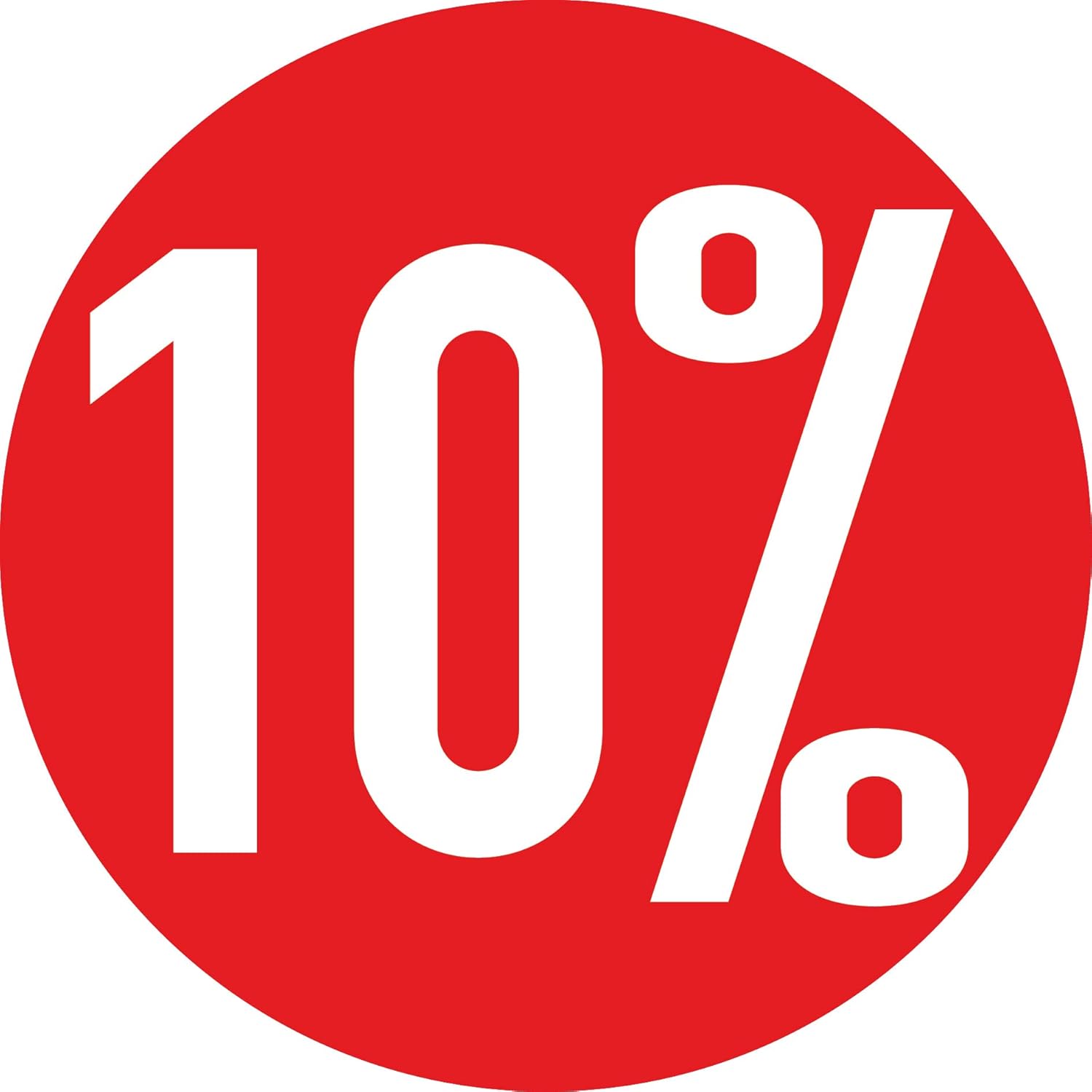 GreenIT Sticker 20 cm Round Sticker Percent Discount Sale Price Action Clearance Shop Window Sticker (10 Percent)