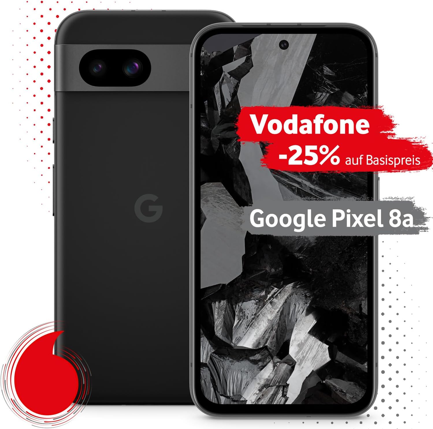 Google Pixel 8a mit Vodafone Vertrag | Aktion: 25% Basispreis-Rabatt | 24 Mon. Laufzeit | in Obsidian | mit 128 GB Speicher