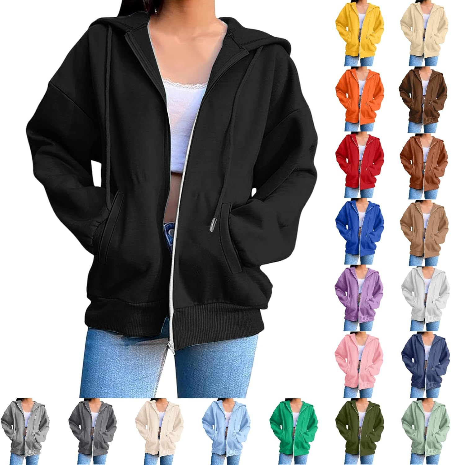 UXSELKCD Hoody with Hood, Women’s Oversized Cute Lightweight Jackets, Trendy Hoodie, Workout Autumn Jacket with Sweat Jacket, Women’s Hoodie