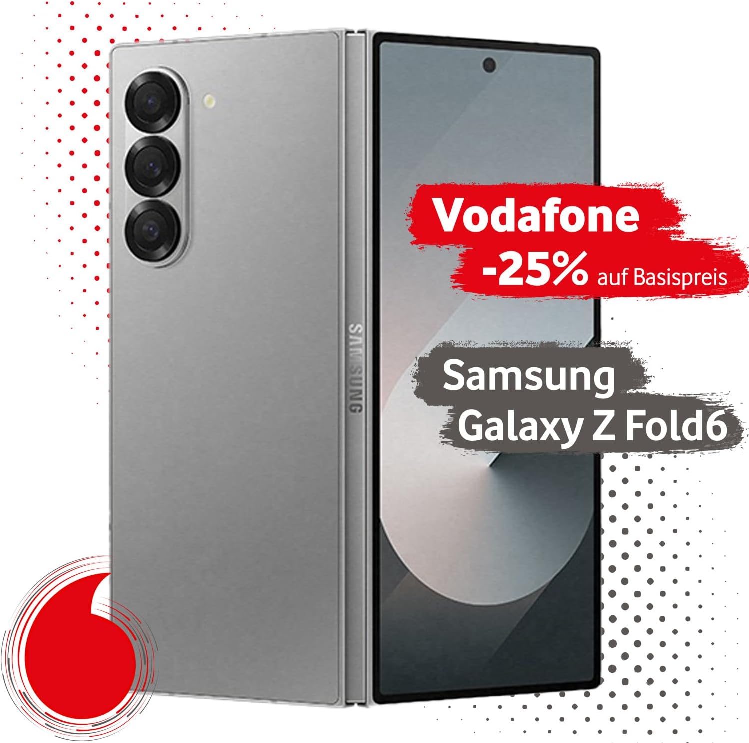Samsung Galaxy Z Fold6 mit Vodafone Vertrag | Aktion: 25% Basispreis-Rabatt | 24 Mon. Laufzeit | in Silver Shadow | mit 256 GB Speicher