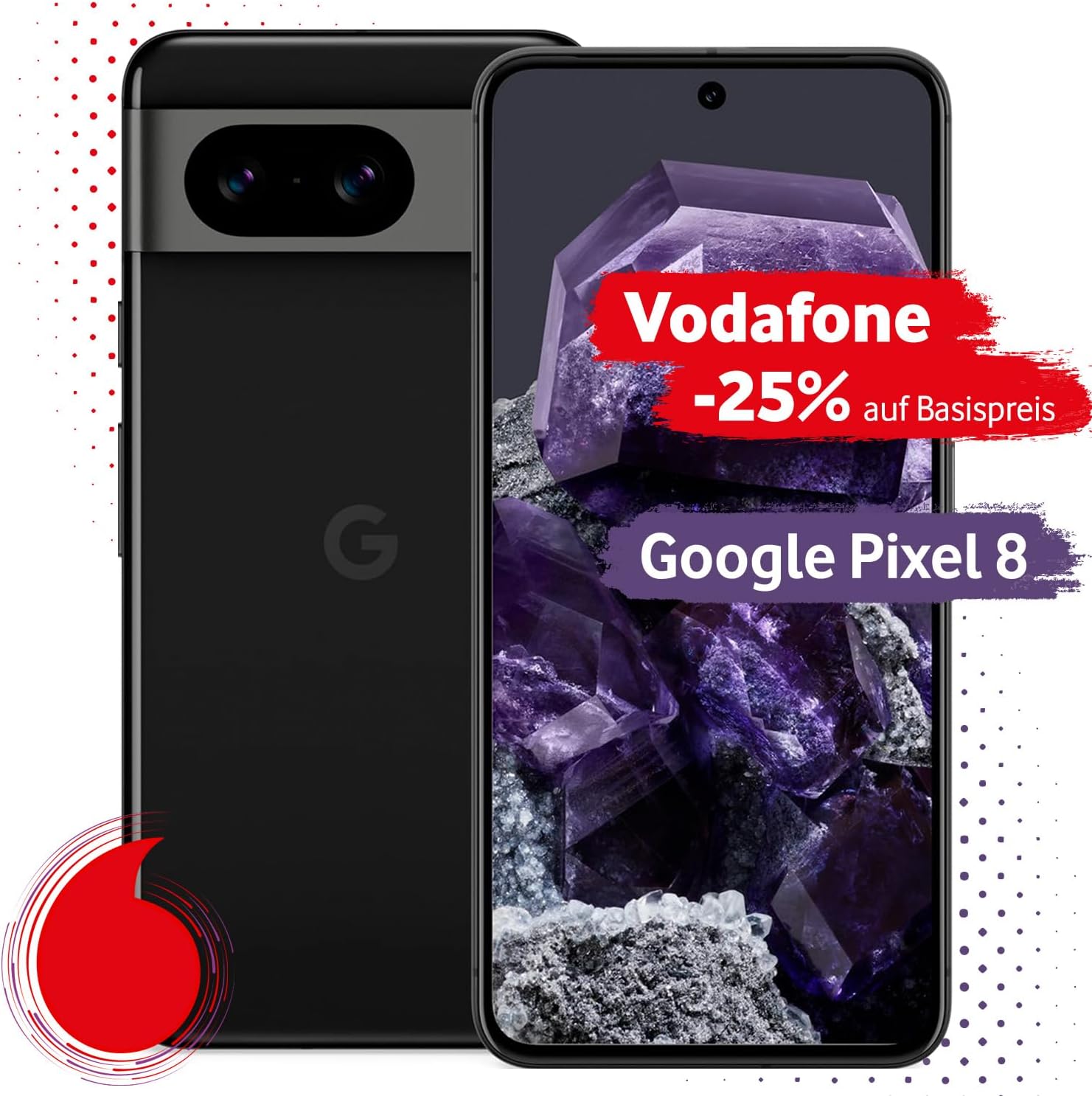 Google Pixel 8 mit Vodafone Vertrag | Aktion: 25% Basispreis-Rabatt | 24 Mon. Laufzeit | in Obsidian | mit 128 GB Speicher